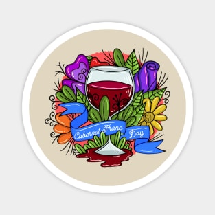 Retro Cabernet Franc Day, floral arsty wine Magnet